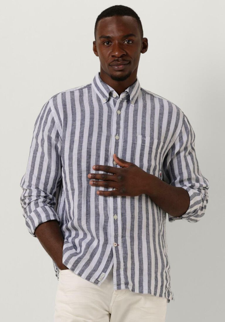 TOMMY HILFIGER blauw/wit gestreepte tommy hilfiger casual overhemd breton linen stripe cf shirt