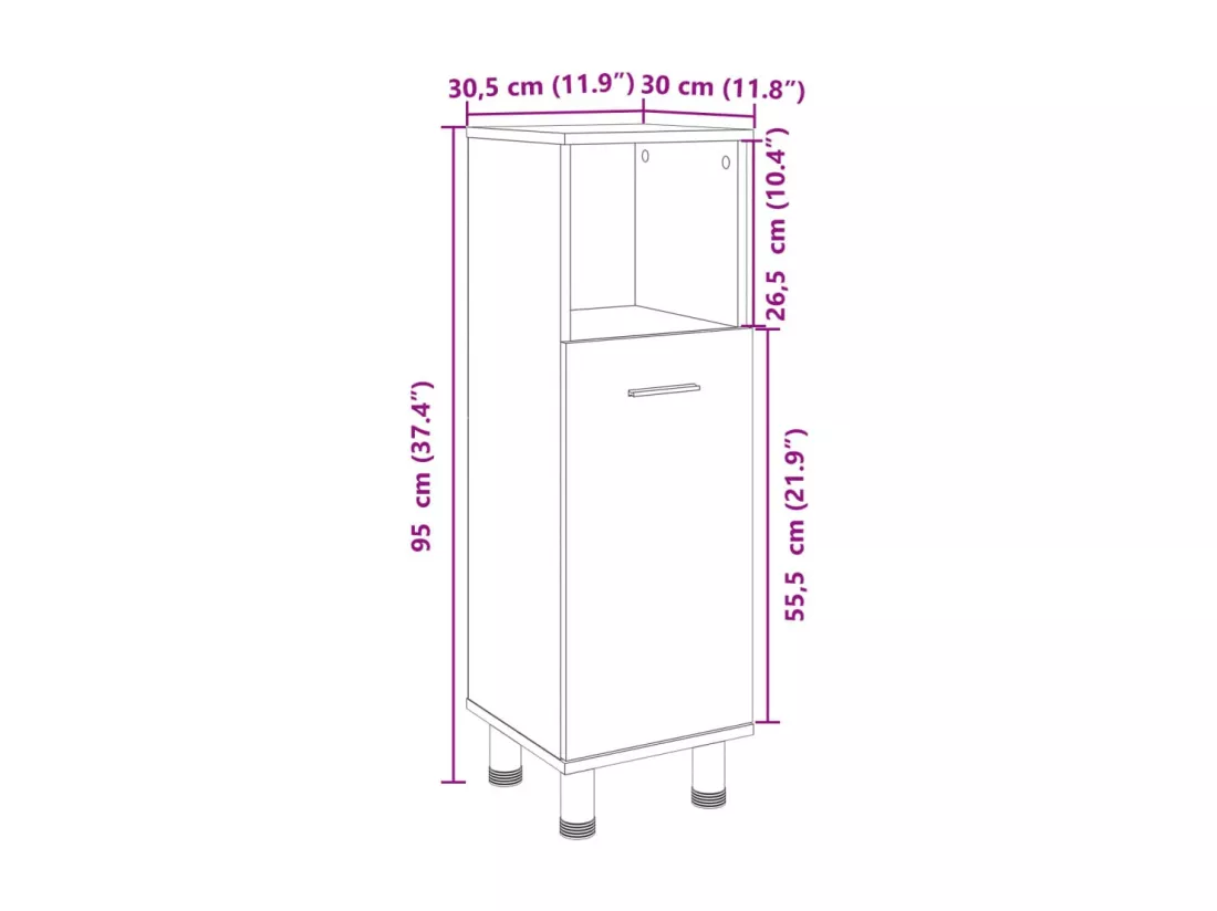 Armoire de salle de bain chêne sonoma 30,5x30x95 cm