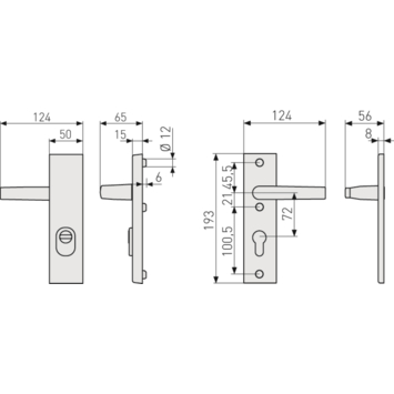 Abus veiligheidsbeslag KSZS 72 mm F1 met doorlopende deurkruk SKG***