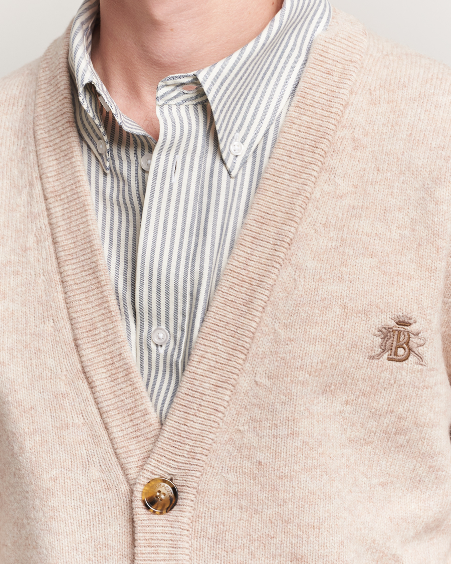 Baracuta Shetland Virgin Wool Cardigan Antique White