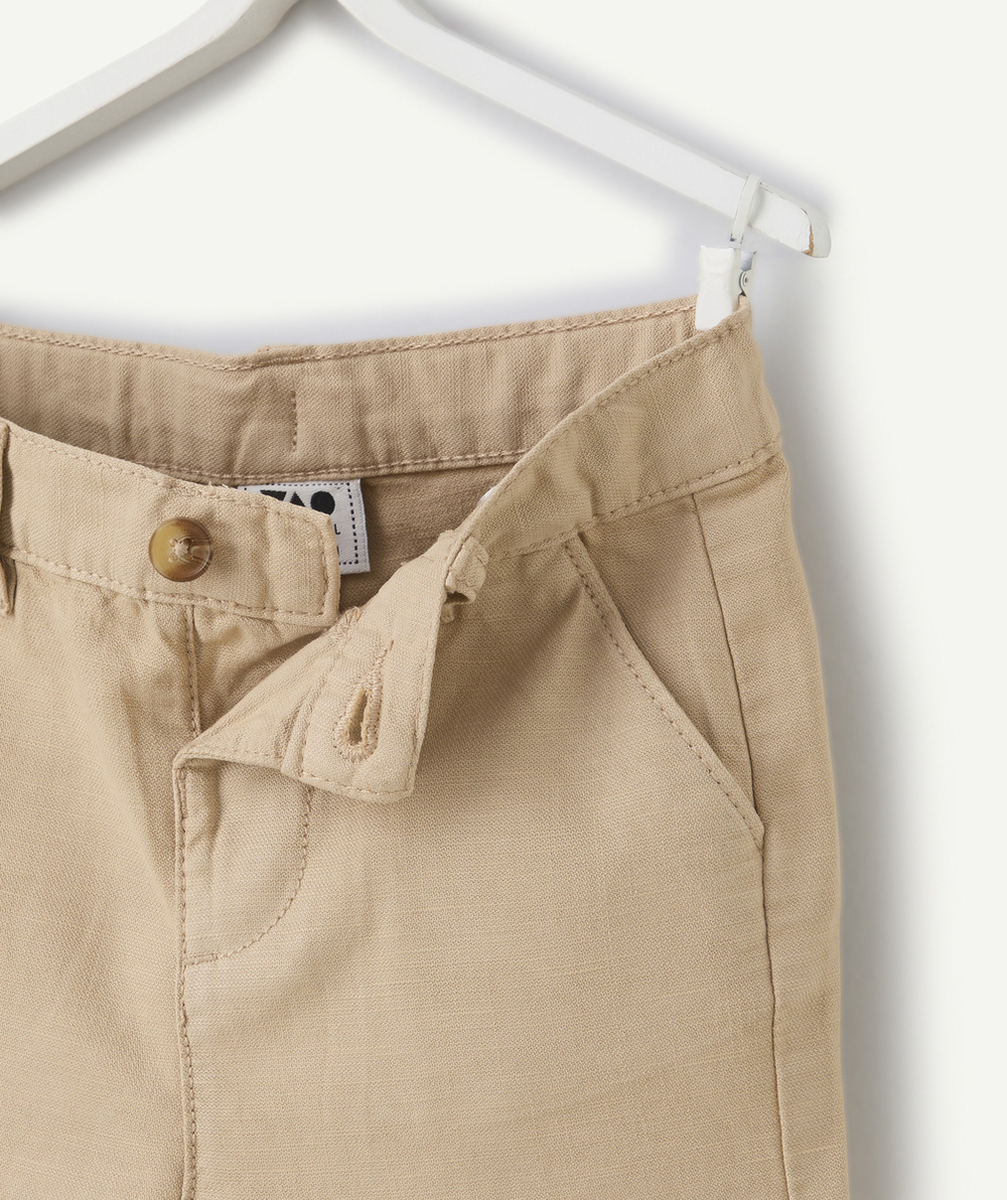 bermuda chino bébé garçon en viscose responsable beige avec poches