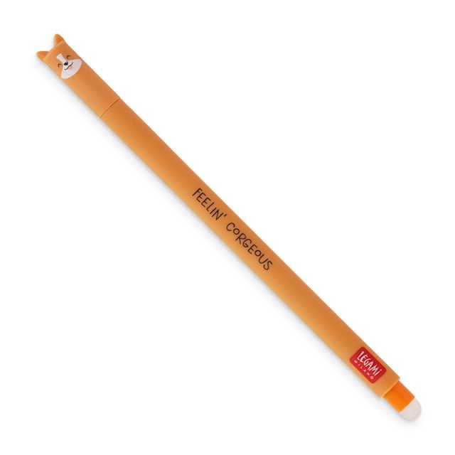 Erasable gel pen, Corgi, svart, gelpenn med blekk som kan viskes ut