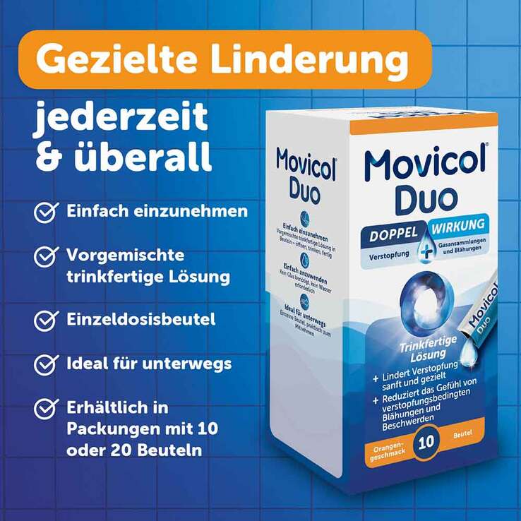 Movicol Duo trinkfertige Lösung in Beuteln, 20 St