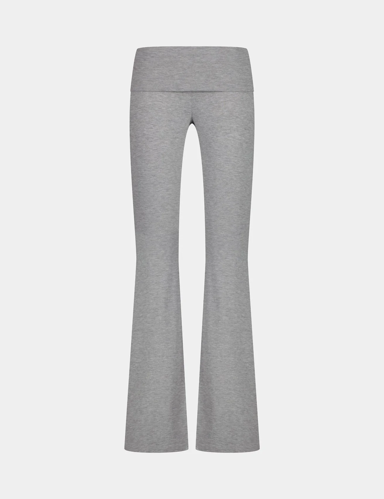 Pantalon évasé avec taille retroussée gris chiné
