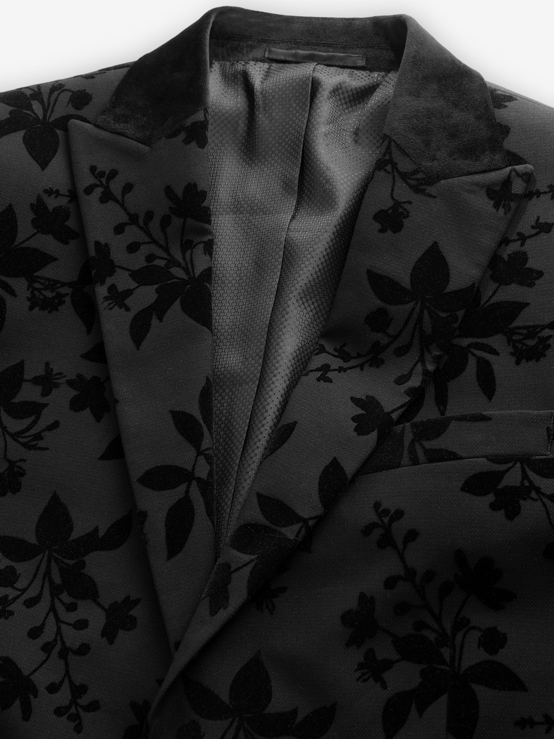 Zwart - Fluwelen blazer met bloemenprint