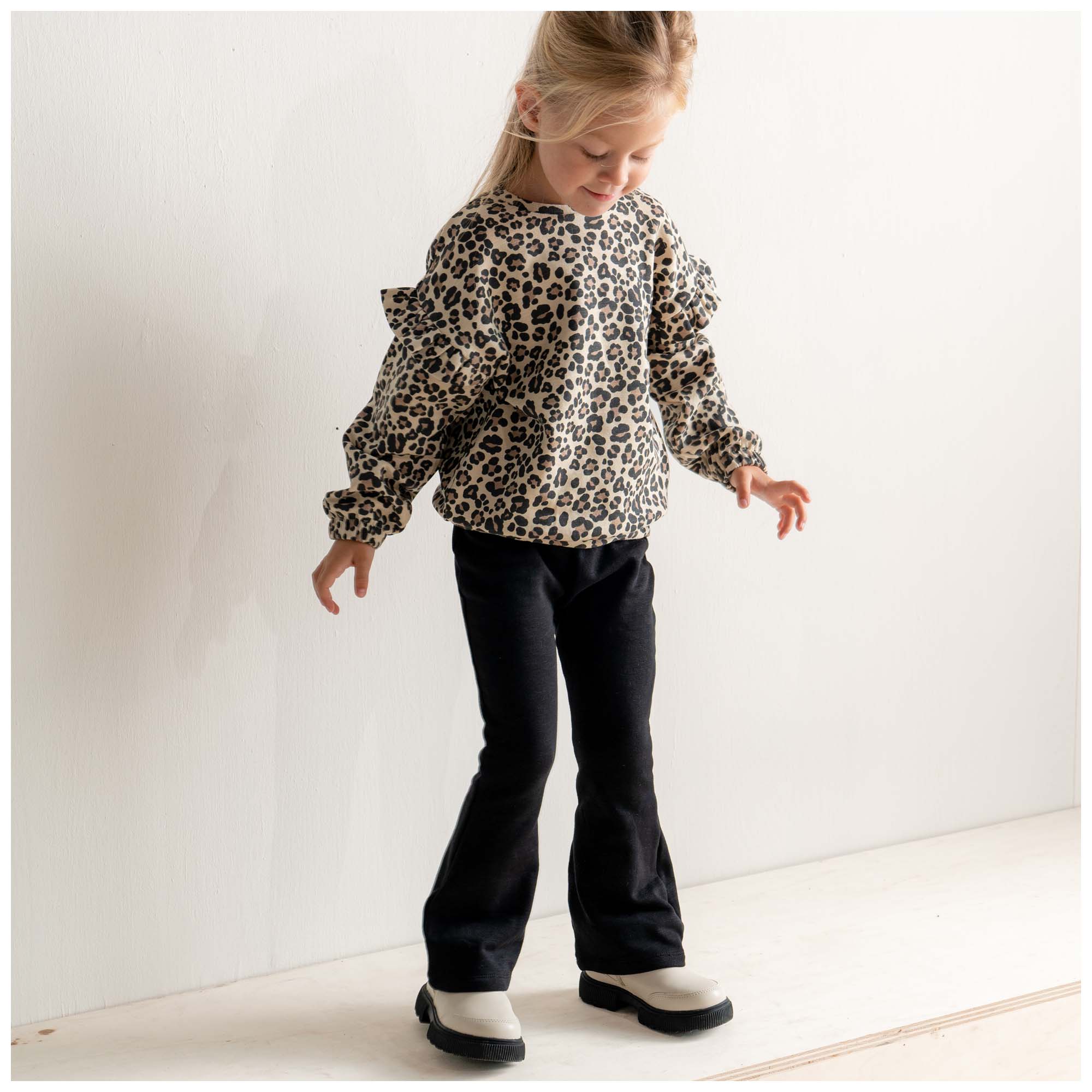 Prénatal peuter sweater lange mouwen panterprint beige
