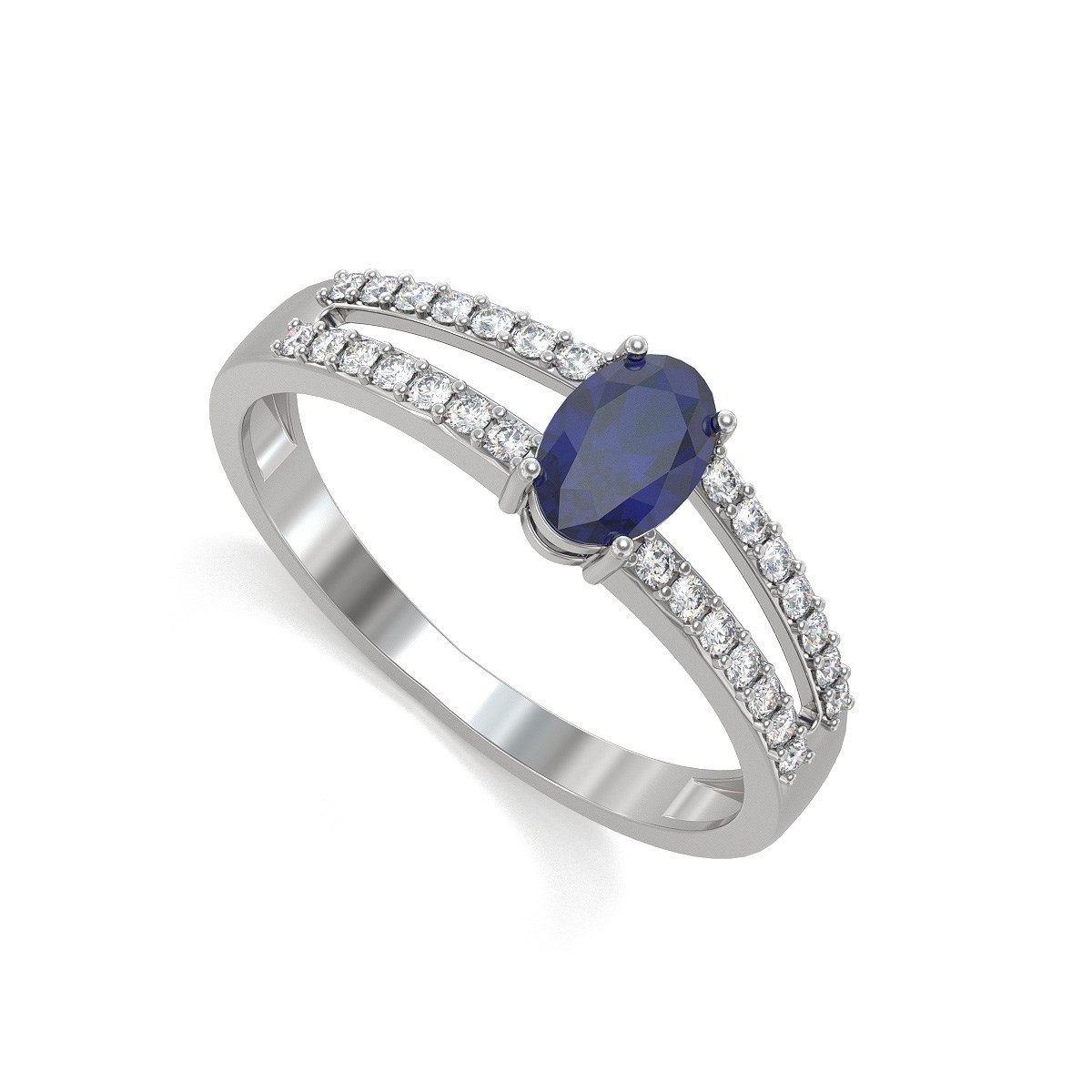 Bague ADEN Saphir et diamants sur Argent 925 2.102grs