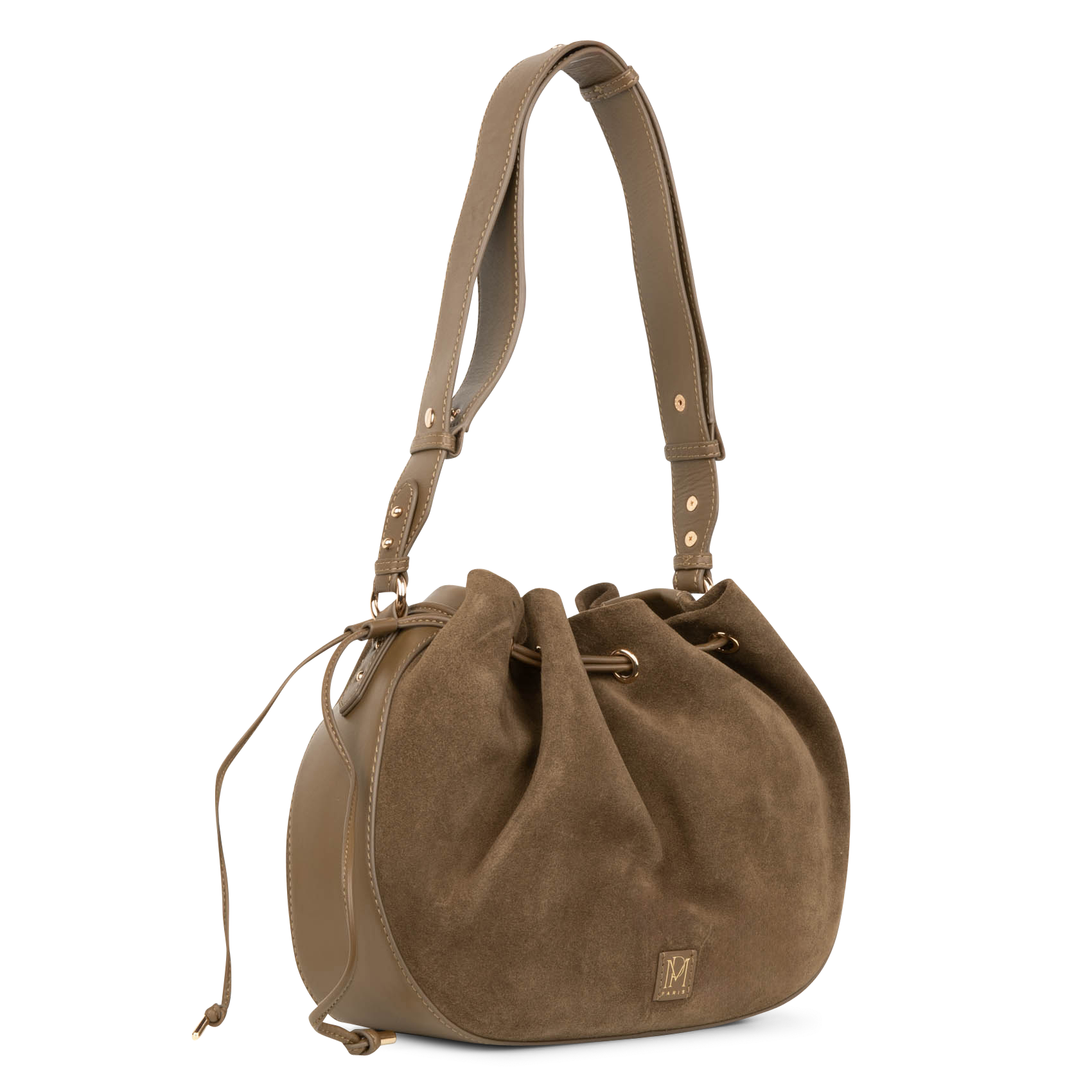 SAULINE - Sac en cuir velours | Kaki