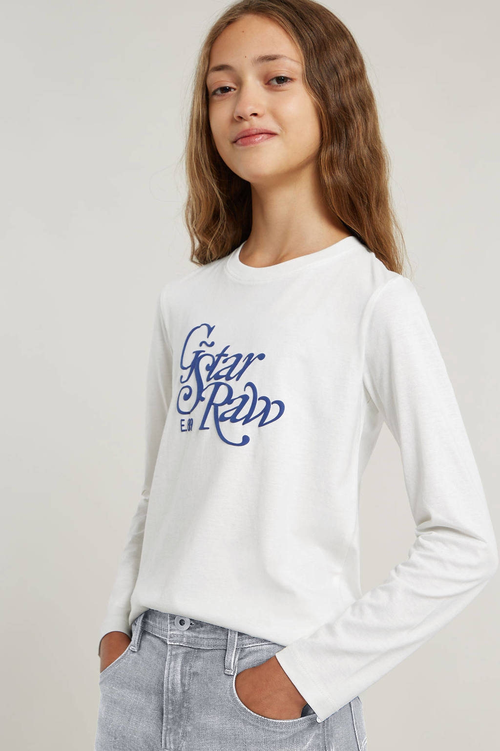 G-STAR longsleeve t-shirt wit/blauw