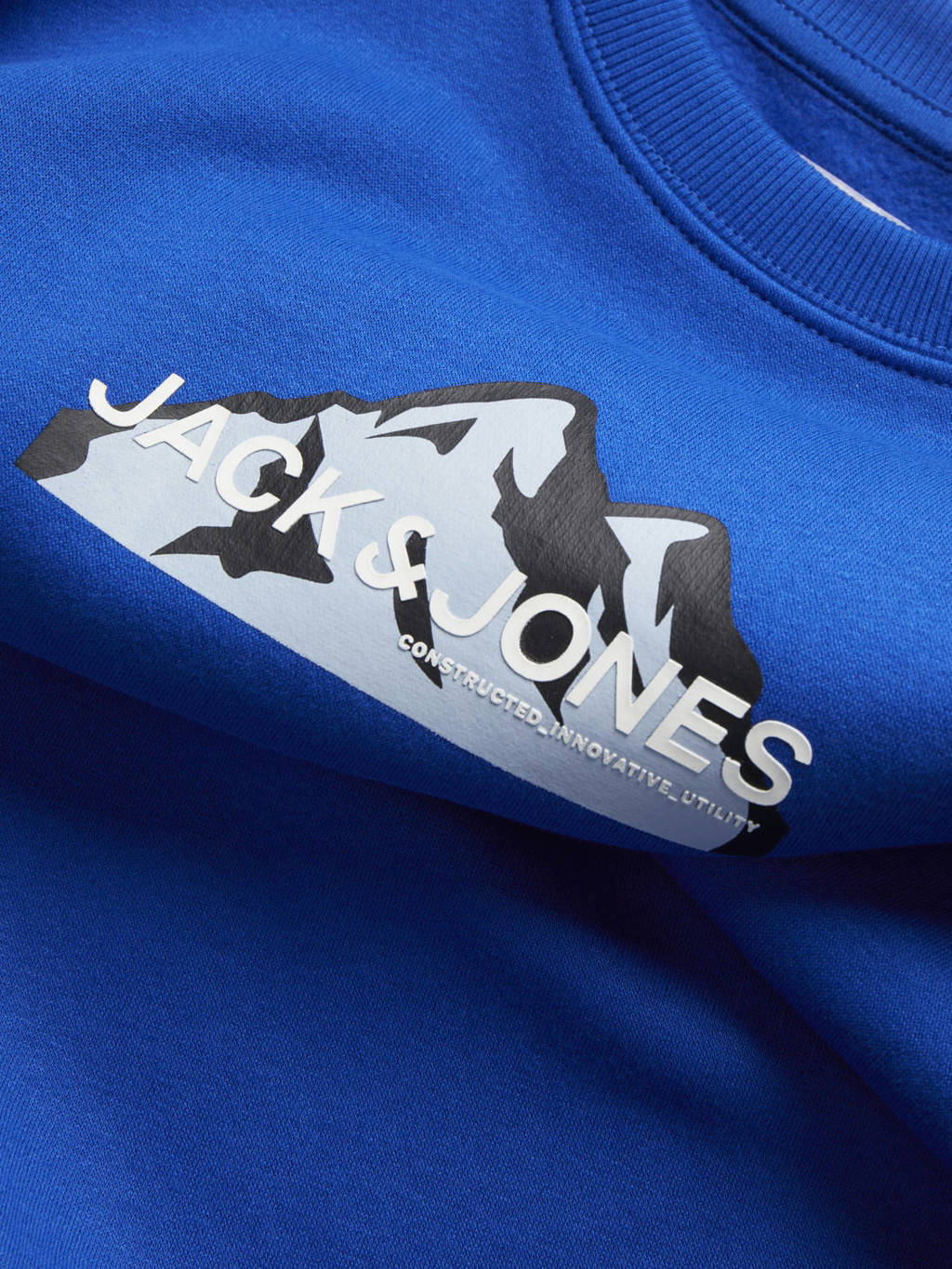 JACK & JONES sweater JCOMOUNTAIN met printopdruk hardblauw