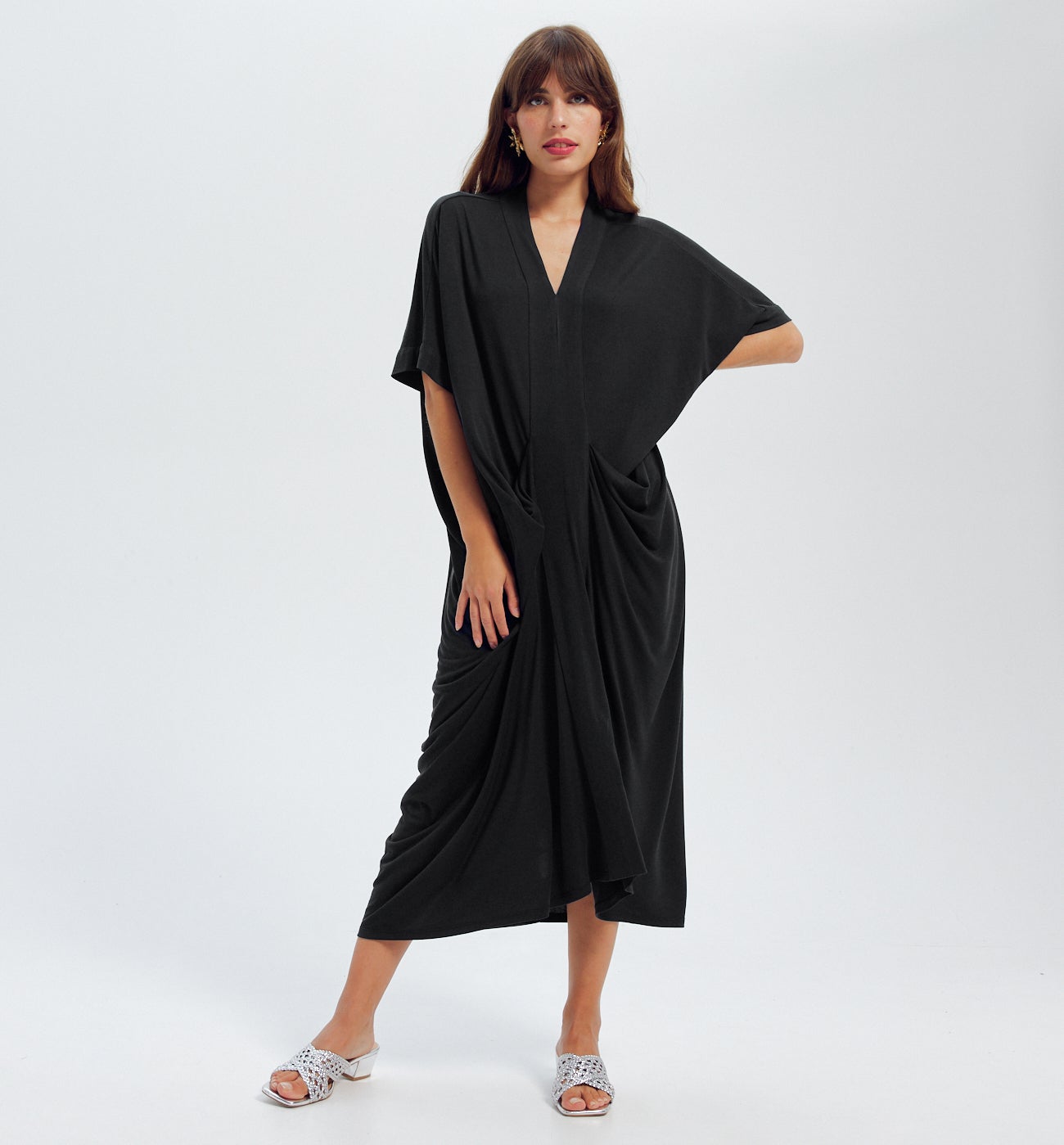 Robe caftan unie Femme - Noir