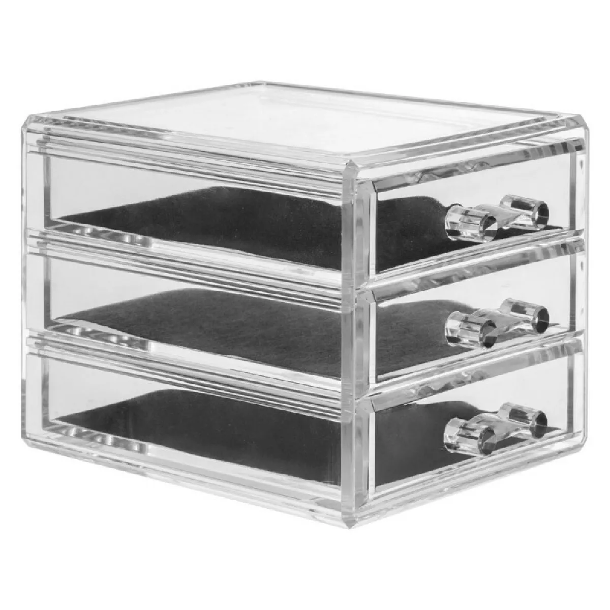 Beauté - Boîte à Bijoux 3 Tiroirs 15 cm - Transparent