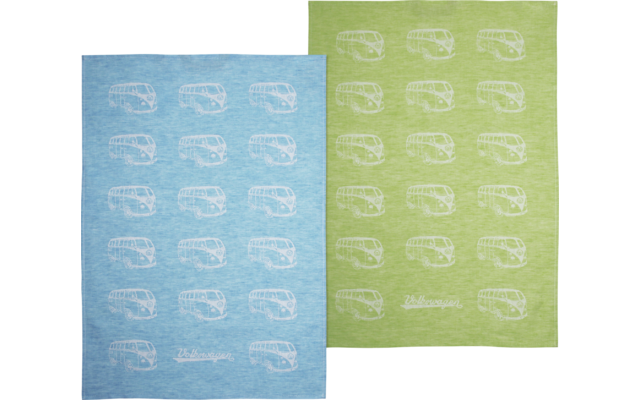 VW Collection T1 Bulli Geschirrtuch 2er Set Rot/Blau 70 x 50 cm