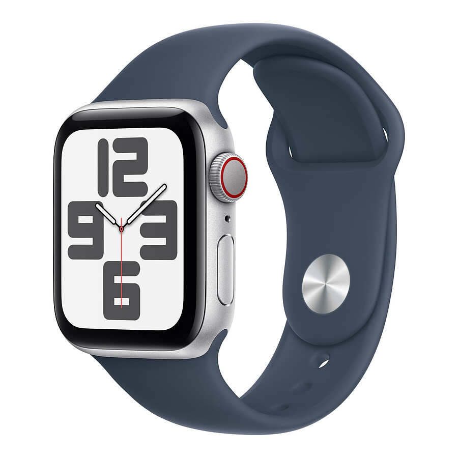 Apple Watch SE GPS + Cellular (2023) (Argent - Bracelet Sport Band Bleu) - 40 mm - Taille S/M