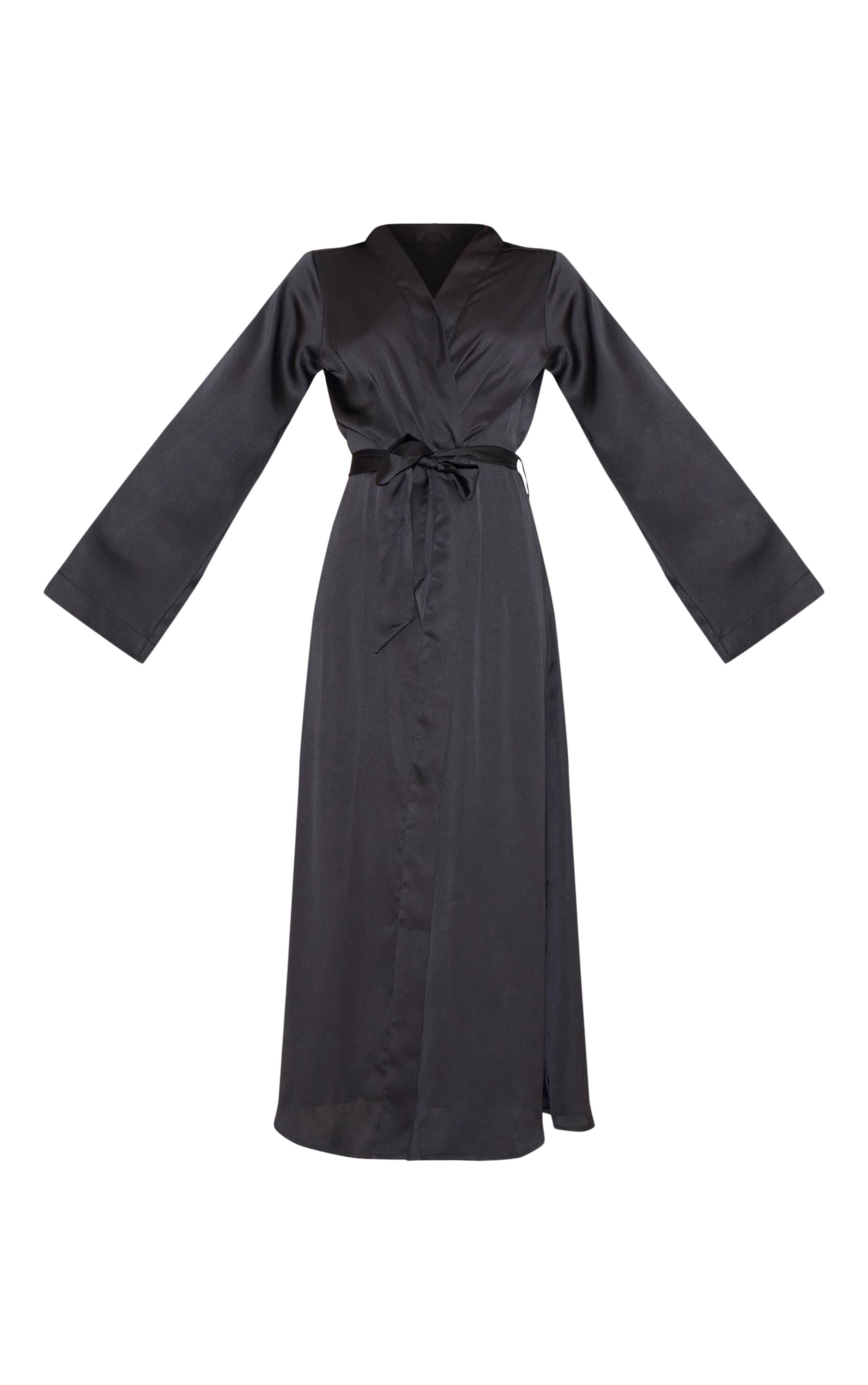 Noir Robe De Nuit Maxi En Satin
