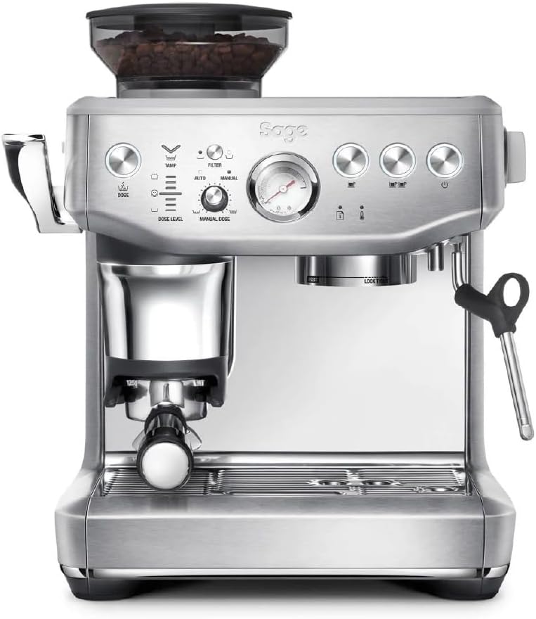 Sage - The Barista Express Impress - Kaffeemaschine mit manuellem Milchaufschäumer & integriertem Mahlwerk - Intelligente Dosierung, 25 Mahlgradeinstellungen - Gebürsteter Edelstahl