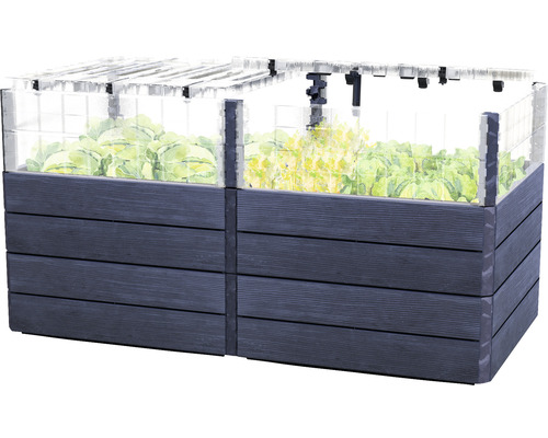 Klassieke verhoogde tuinbak GARANTIA Ergo Quadro Turbo Plus 2 L 80 incl. Flora waterbesparend systeem 160 x 80 x 80 cm hout
