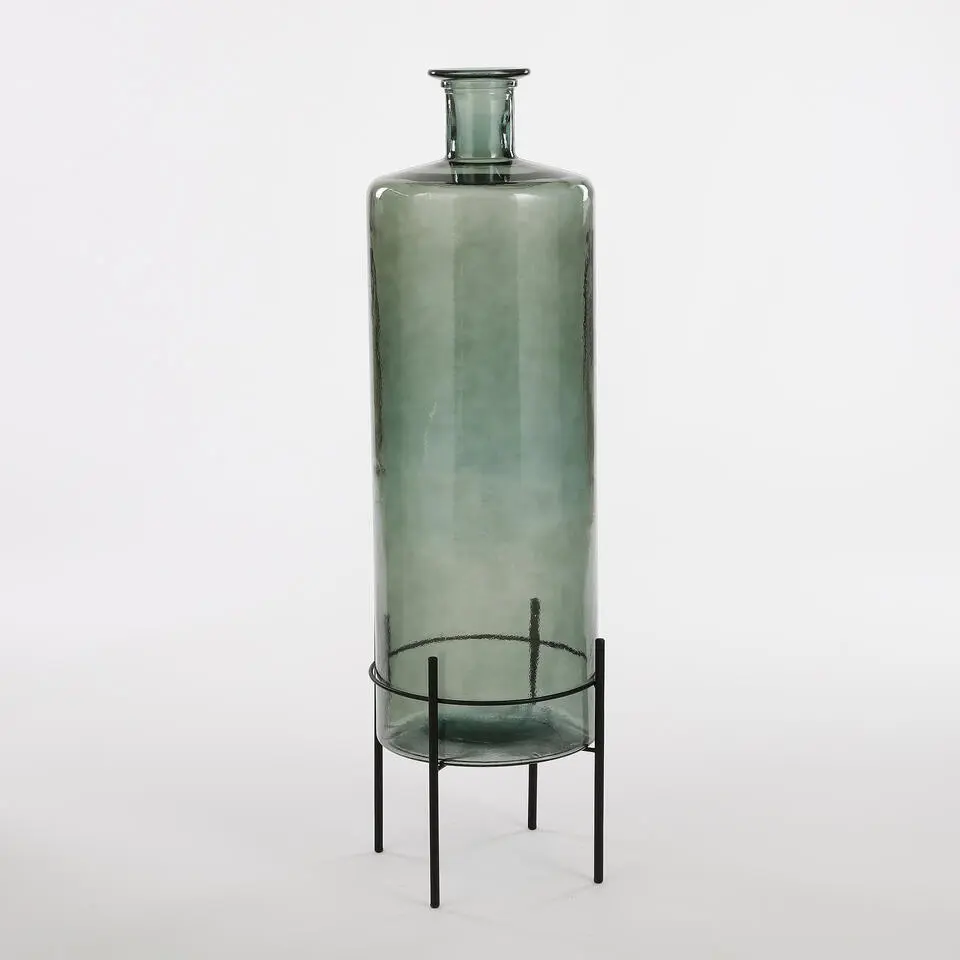 Mica Decorations Guan Glazen Fles - H75 x Ø25 cm - Groen