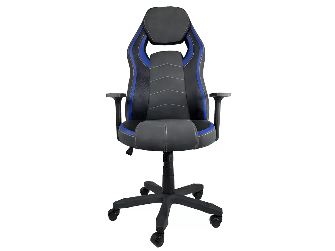 Chaise gamer siège basculant simili cuir alcantara hauteur réglable pivotant roulettes AZUL