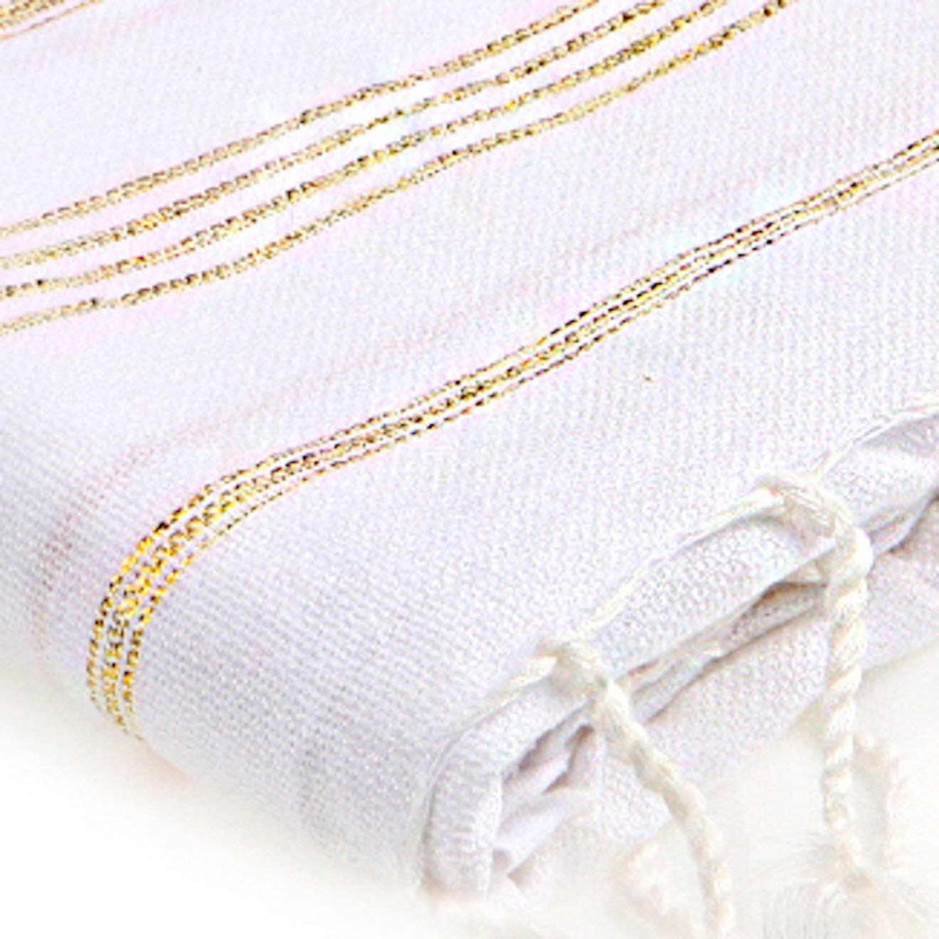 Febronie Fouta Lurex Mykonos blanc/doré - 100x200 cm