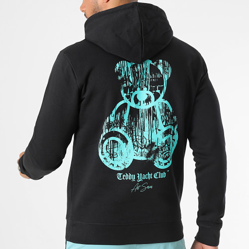 Sweat Capuche Art Series Dripping Mono Noir Turquoise