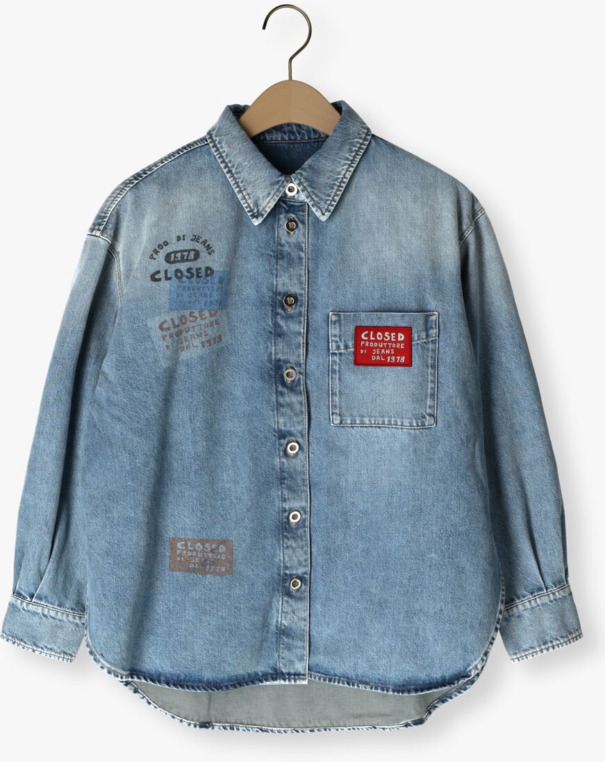 lichtblauwe closed blouses oversize shirt