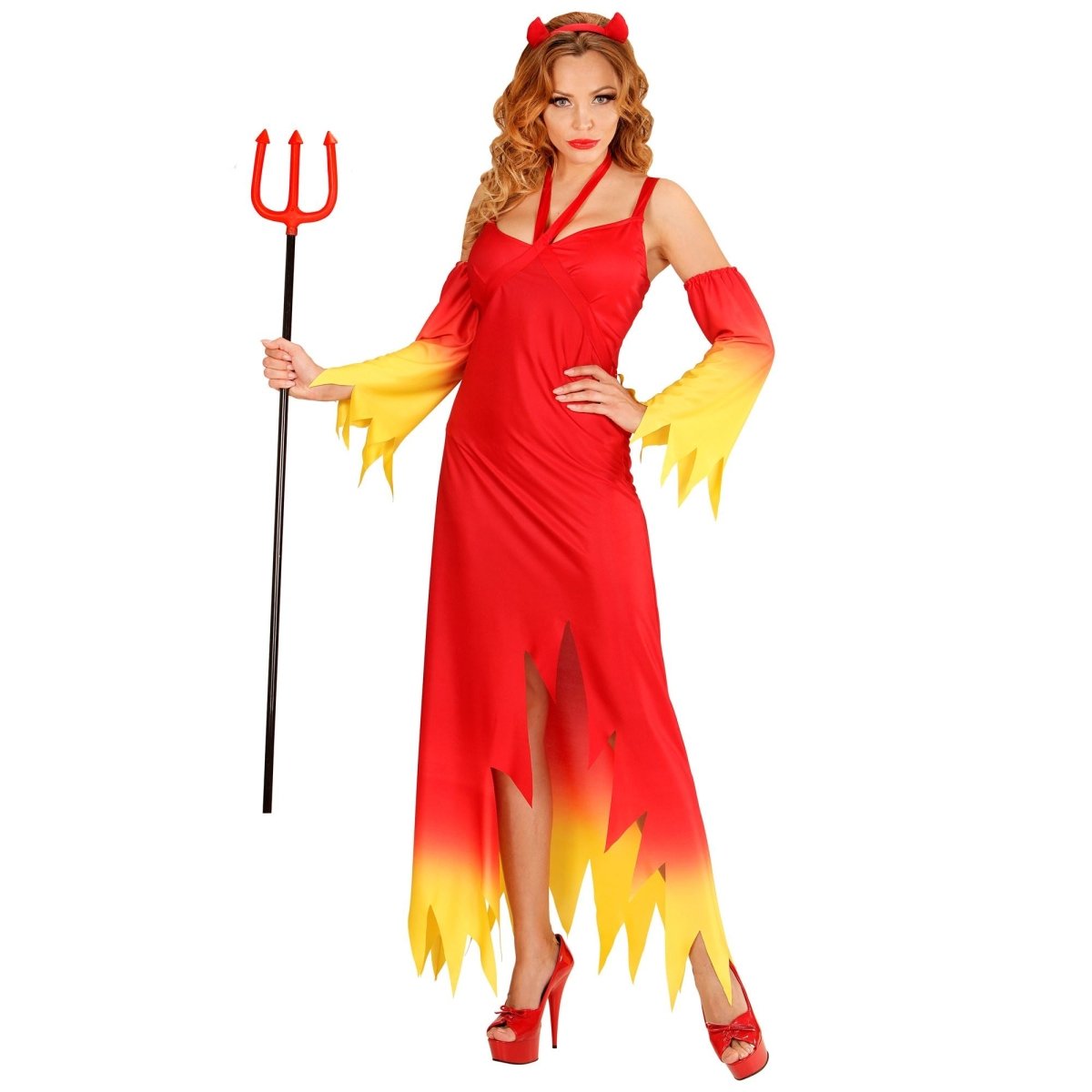 Halloween Jurk Rood Geel Dames Duivel