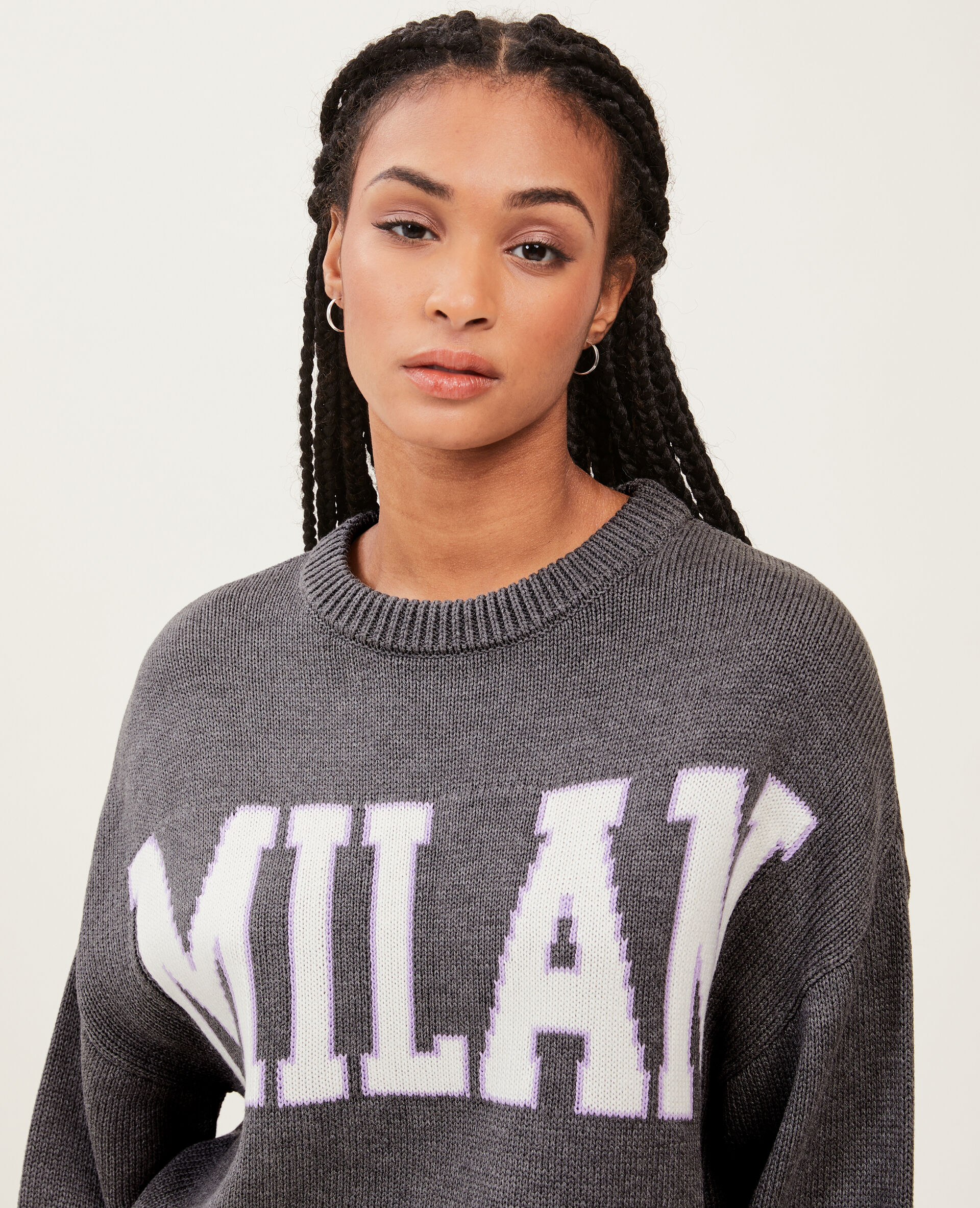 Pull court en maille - Gris clair
