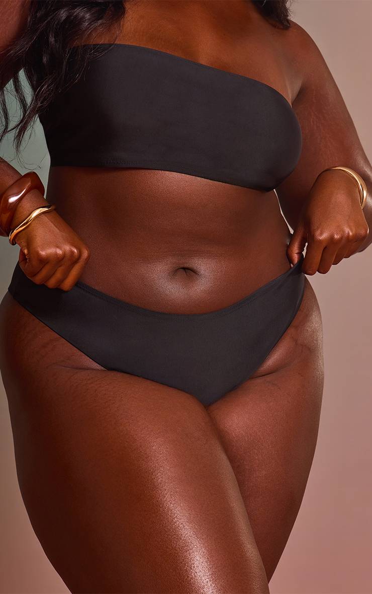 Noir Bas De Bikini Grande Taille Mix & Match Taille Haute Coupe Échancrée