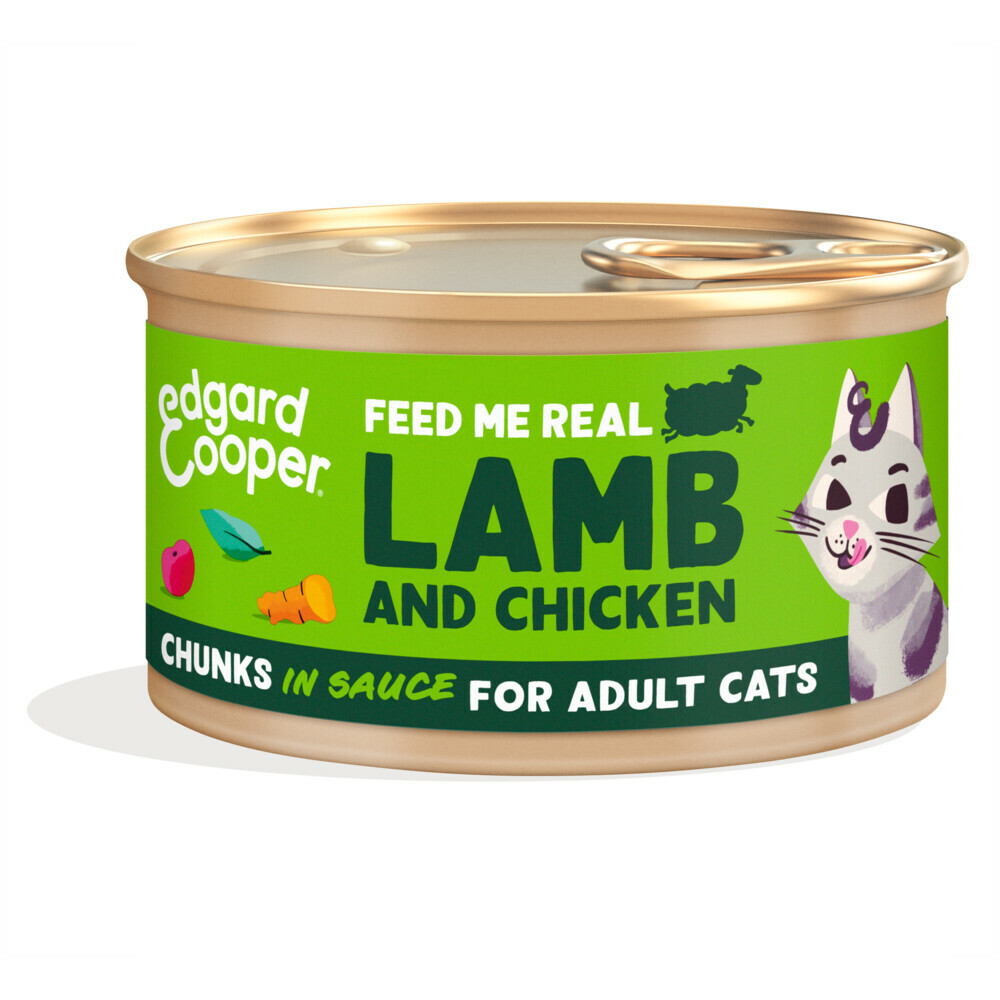 Edgard & Cooper Adult Chunks Kattenvoer Nat Kip & Zalm & Kalkoen & Lam24 x 85 gr