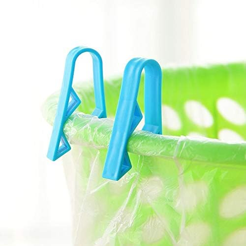 (10er Set) 55x15mm Müllbeutel Halter Müllsack Clip Mülltonnen Befestigungs Klammer - Blau