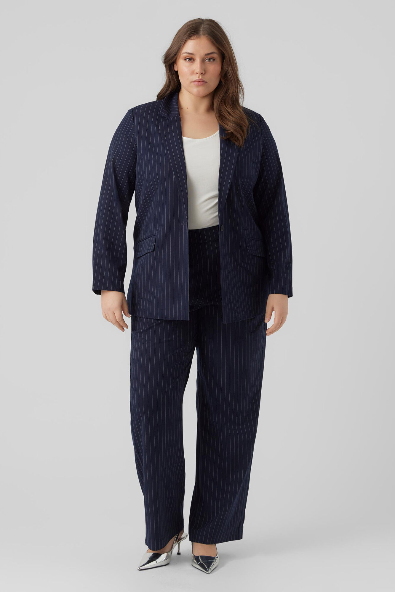 Blazer Curve de manga comprida com bolsos - Azul-marinho