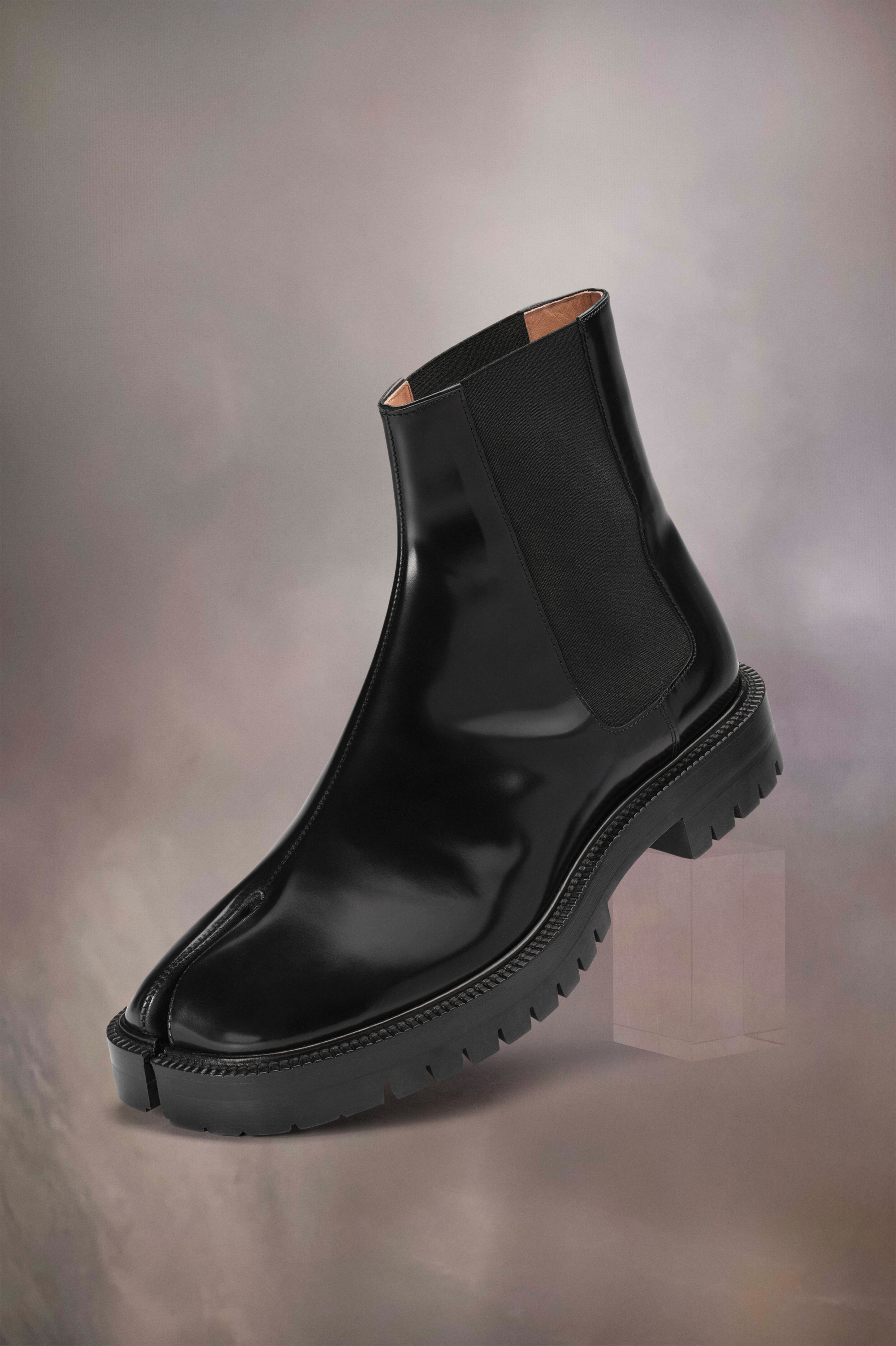 Bottes Chelsea Tabi noires en cuir - femme Noir