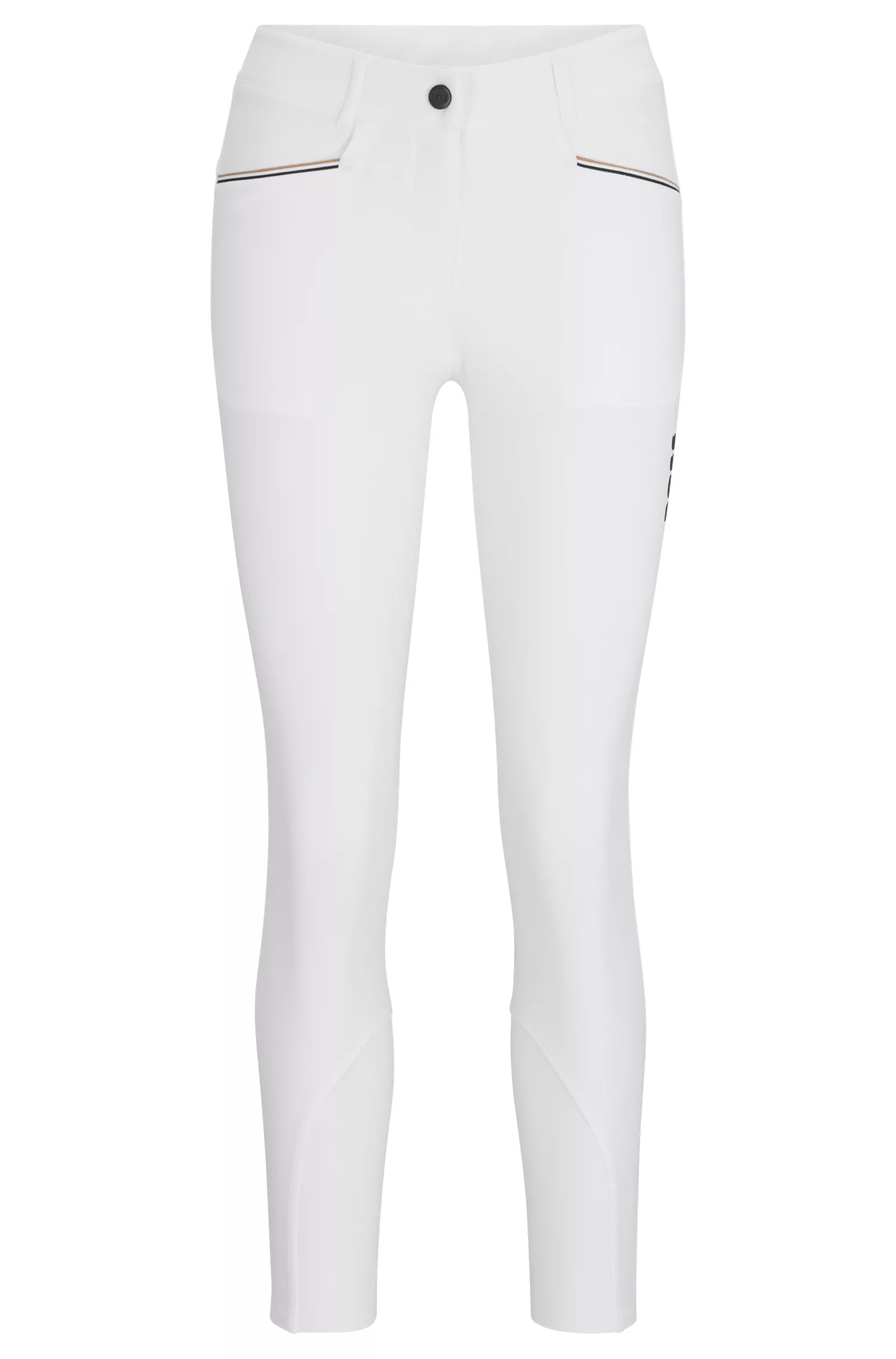 Calças de montaria BOSS Black-Equestrian com punho completo em tecido super elástico.