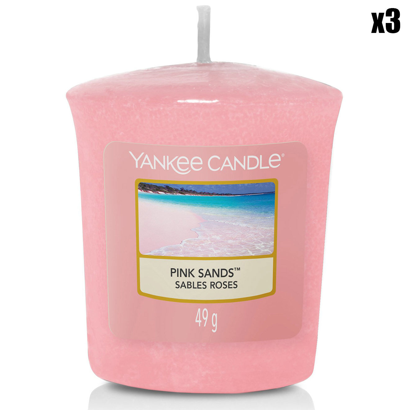 Yankee Candle 3 Bougies parfumée votive Sables roses - 15h