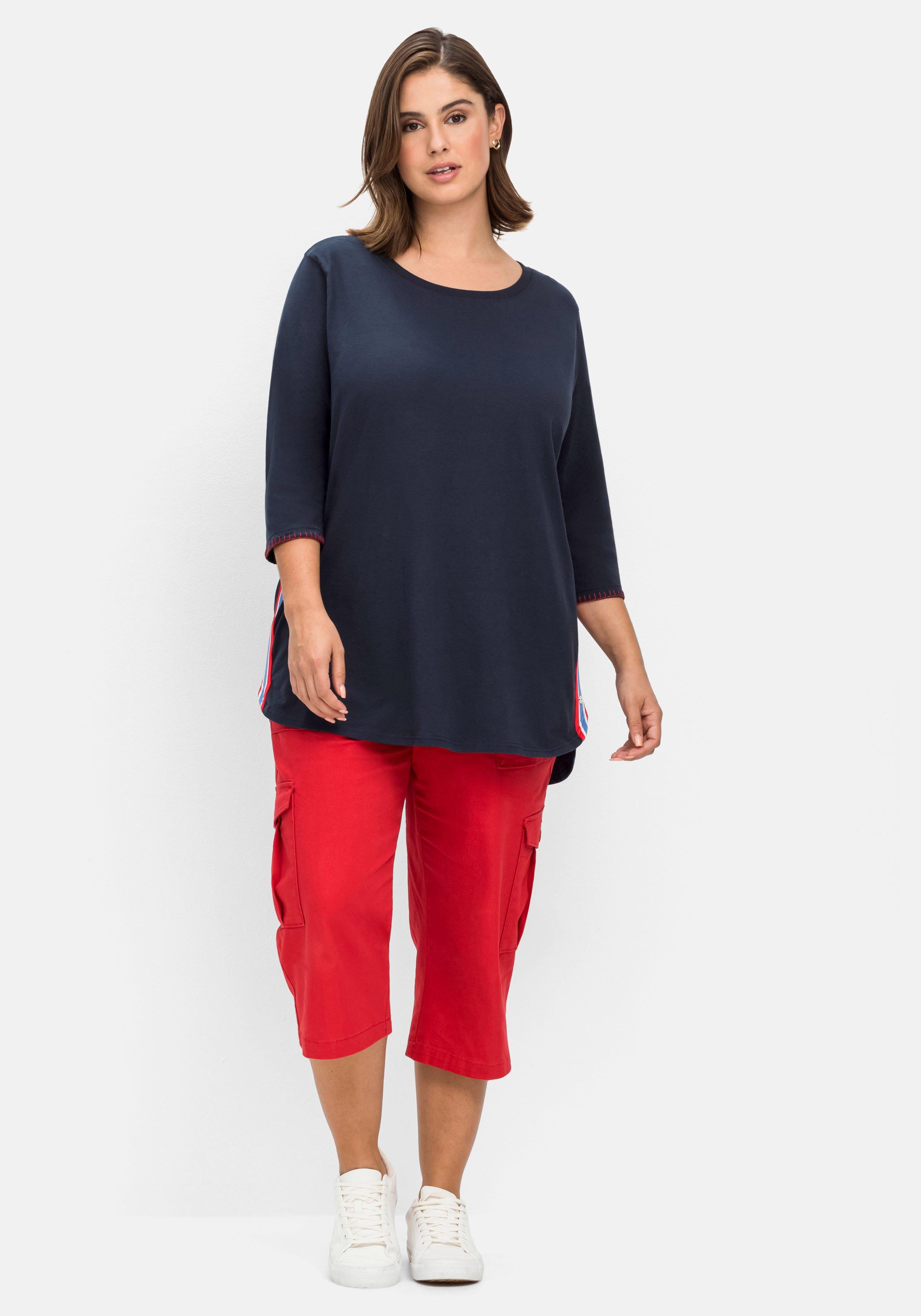 Longshirt mit Galonstreifen seitlich