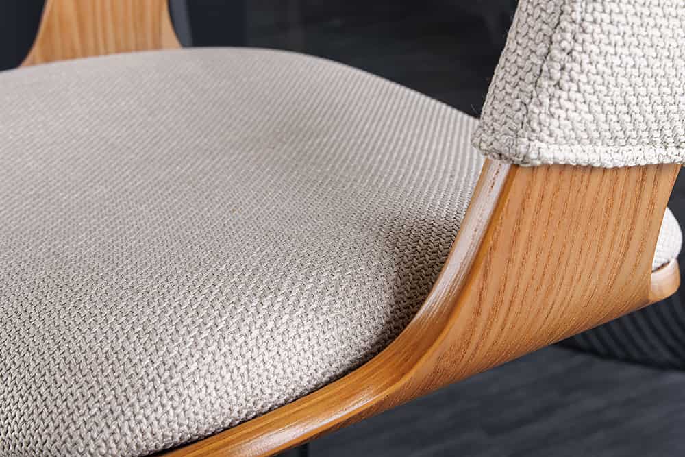 riess-ambiente Barhocker MANHATTAN - Retro beige Strukturstoff Massivholz mit Lehne drehbar höhenverstellbar
