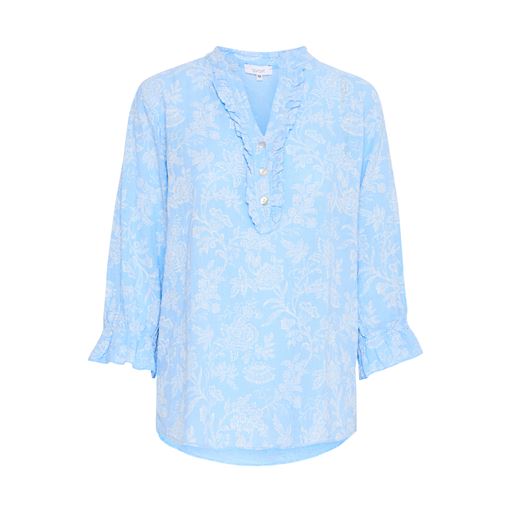 Sorbet Blomsterprint Bluse, Cerulean, XL