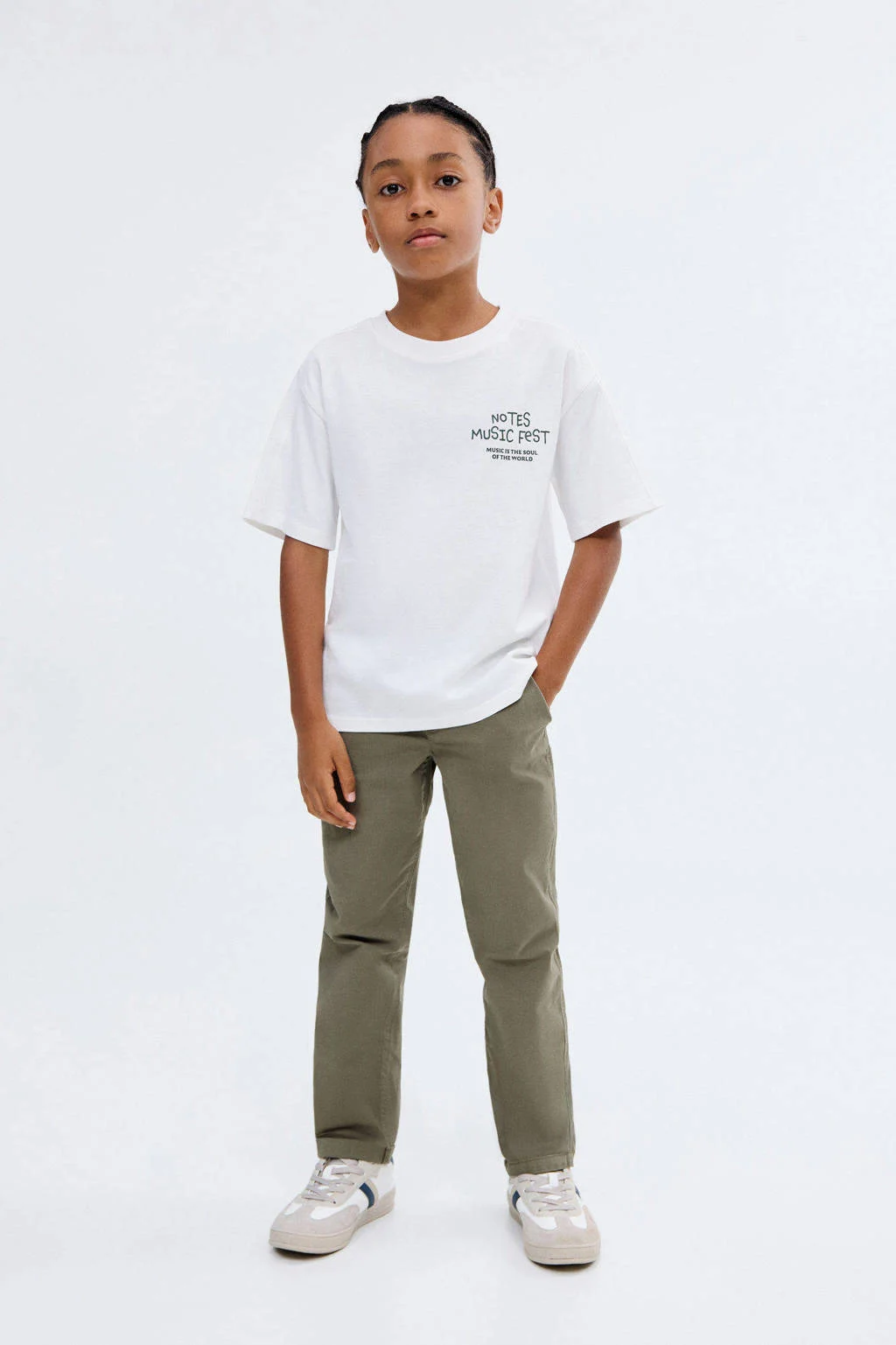 Mango Kids regular casual broek kaki