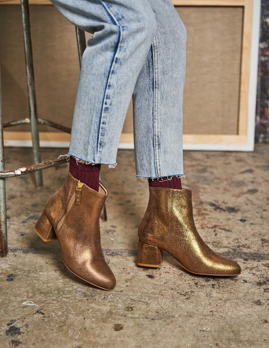 Bottines à talons Gisèle - Suède bronze