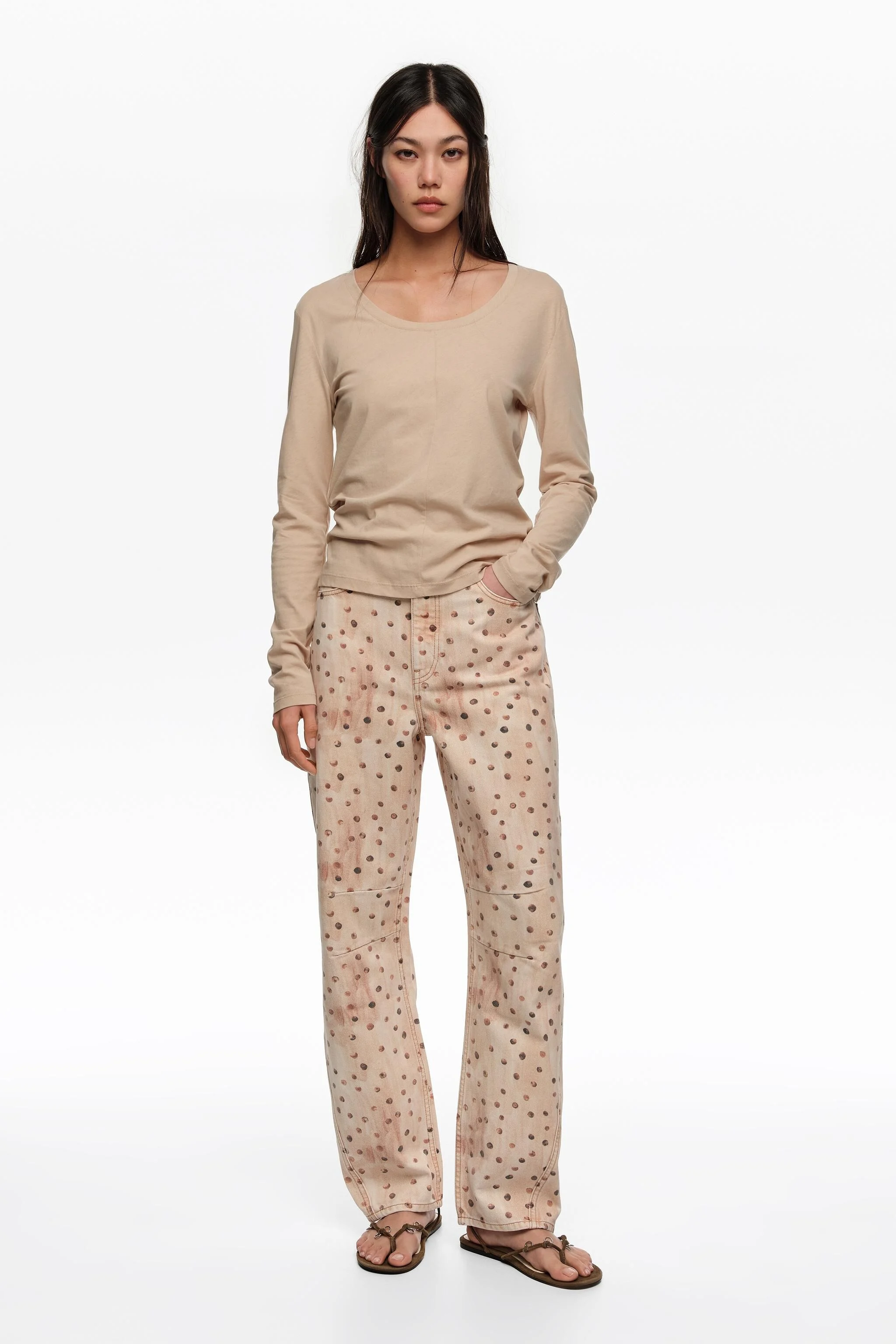 BARREL - Calça jeans com estampa de bolinhas em aquarela
