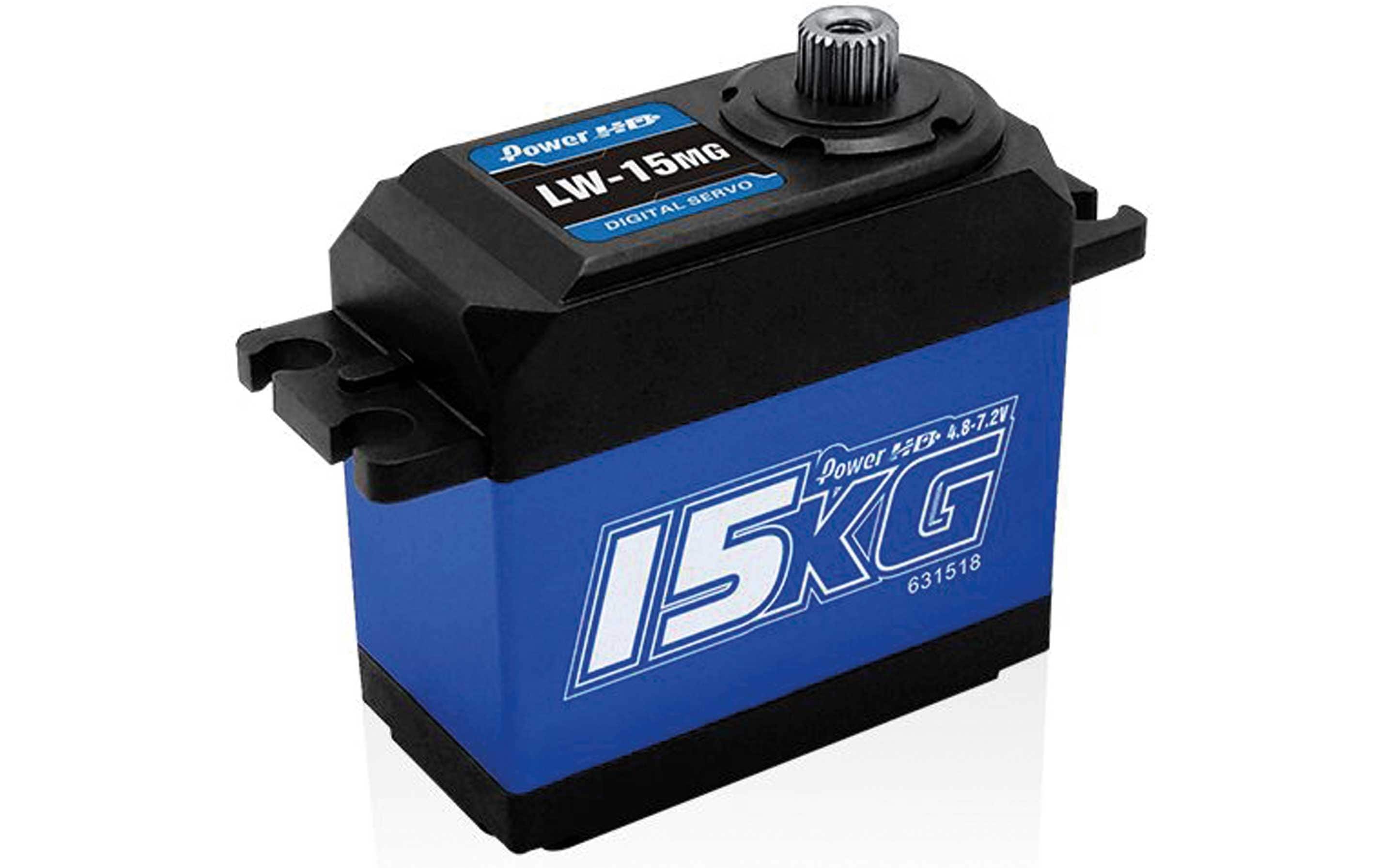 Servo LW-15MG, Wasserdicht, 15 kg, Digital HVWasserdichtes Standard Servo, ideal für Fahrzeuge im Massstab 1:10