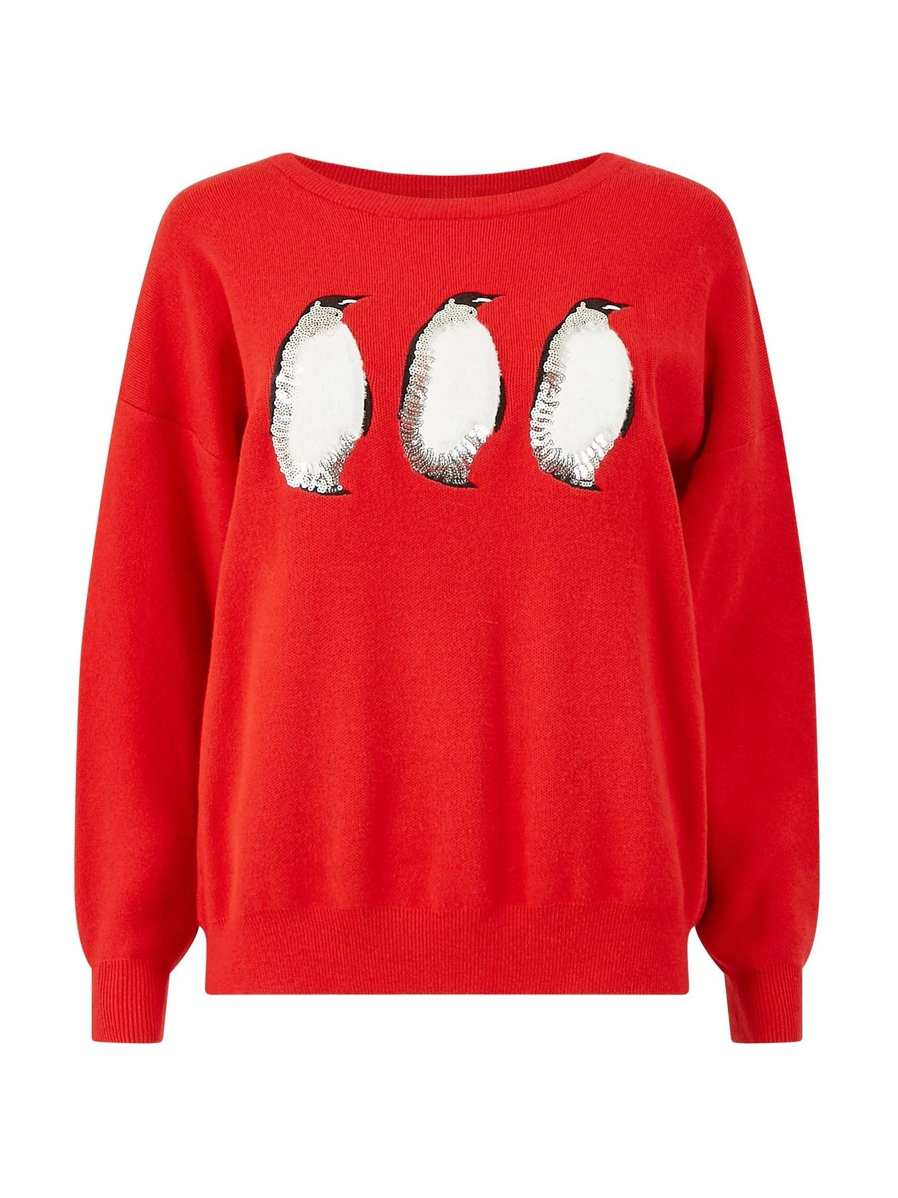 Rood - Yumi Kerstmis feestelijke gebreide pinguïntrui