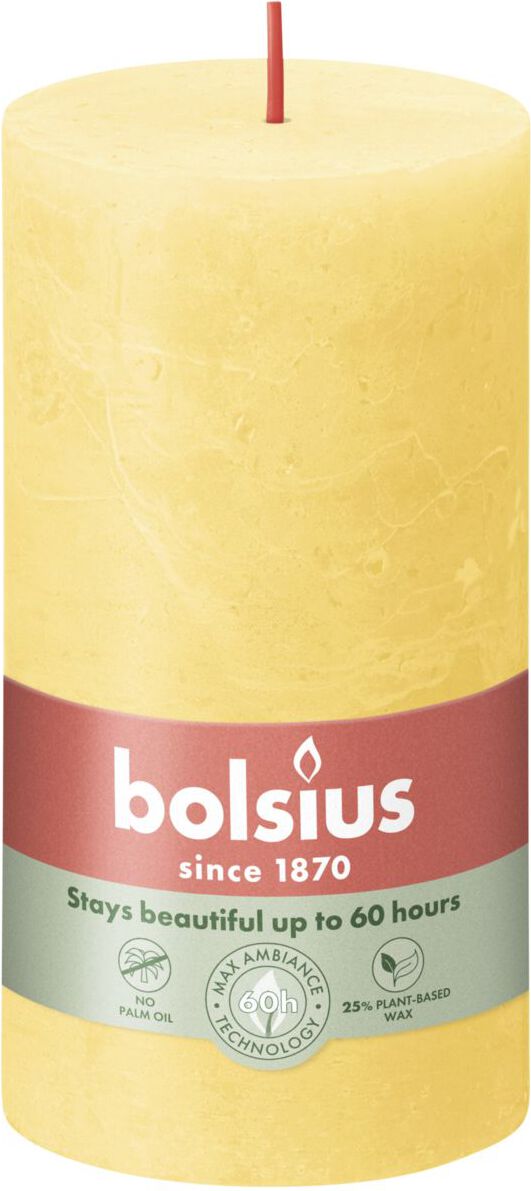 Bolsius stompkaars Rustiek Shine geel 60 uur D 6,8 H 13 cm