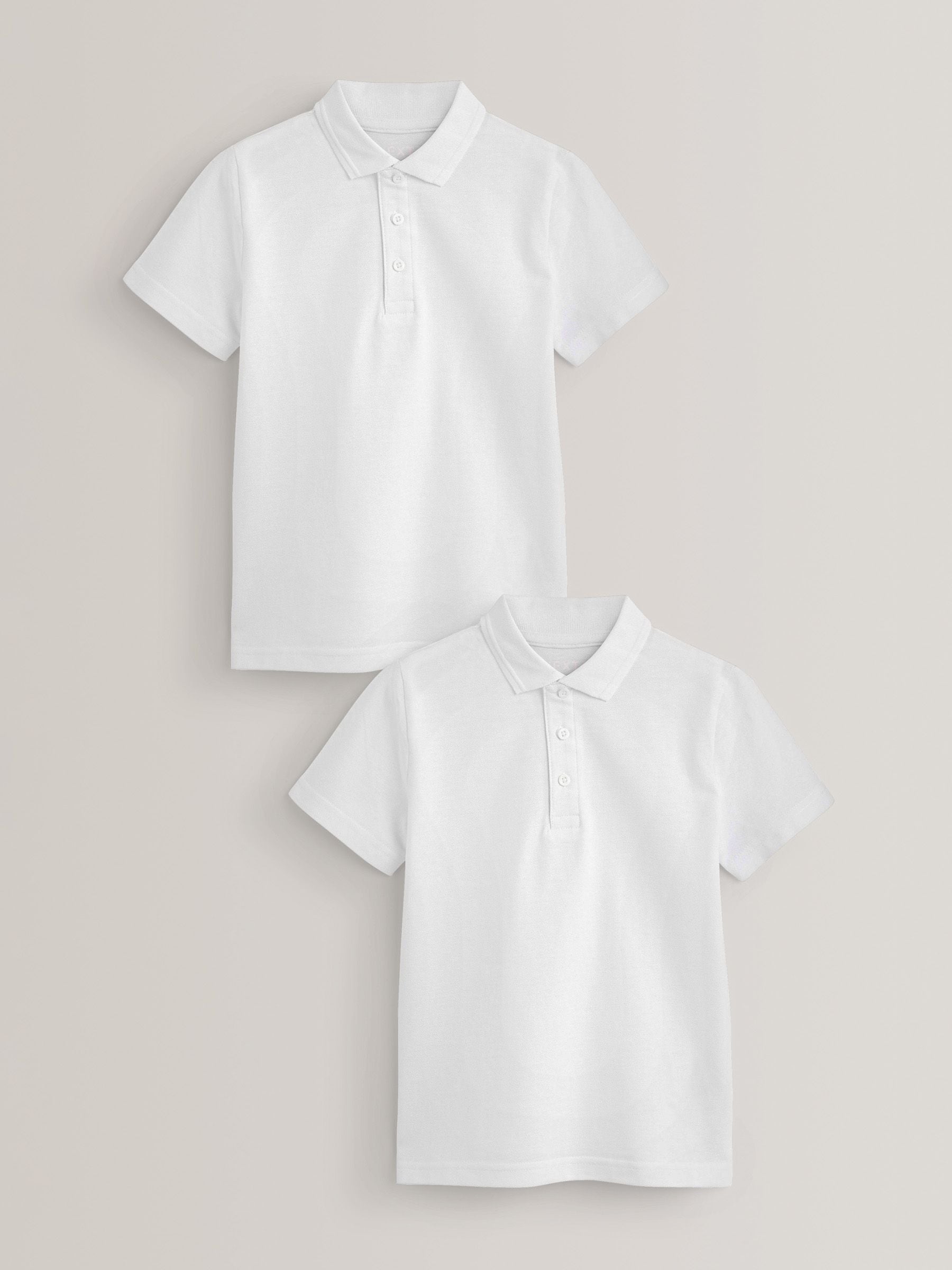 Wit - Verpakking van 2 katoenen schoolpoloshirts met korte mouwen (3-16jr)