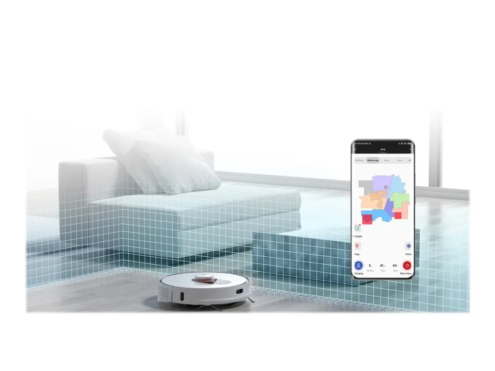 [OUTLET] - Xiaomi Roidmi Eve Plus - Hvid - 2700Pa sugestyrke- 5200 mAh batteri - Driftstid (max) 250 min - Med moppe funktion - Automatisk tømmestation - Appstyrret - Smart Home Kompatibel