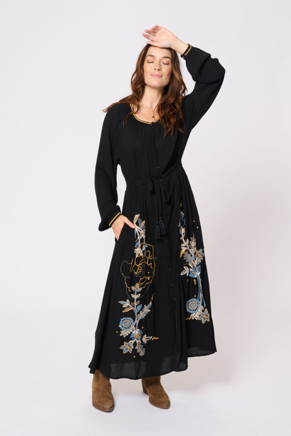Cream CRBohia Embroidery Dress Pitch black