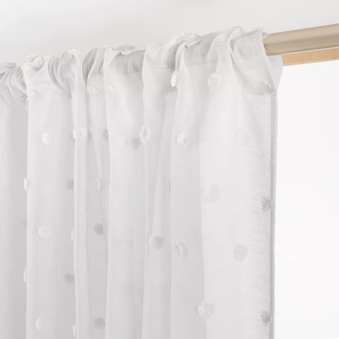 Voilage galon fronceur pompons (140 x 240 cm) Emie Blanc