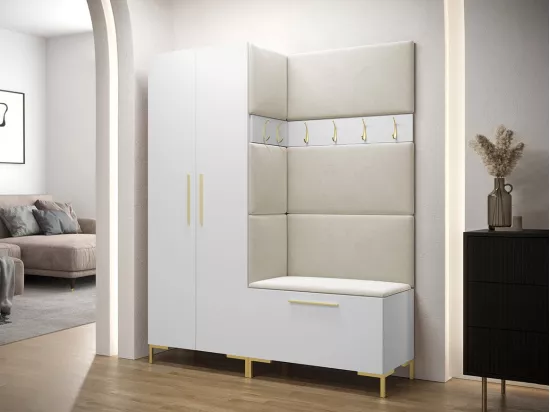 Meuble d'entrée Tivsoa 100, 196x158x44cm, Blanc, Stratifié|Tapisserie