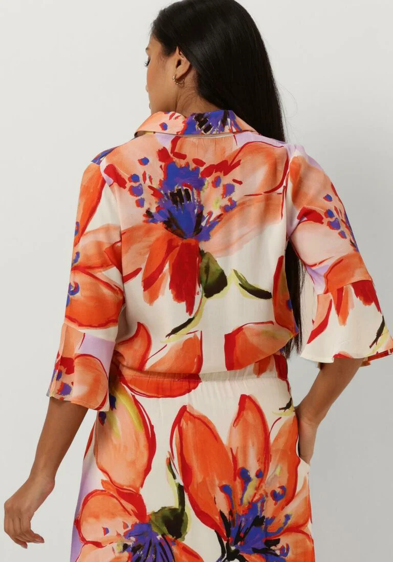 JANSEN AMSTERDAM oranje jansen amsterdam blouse wbf773 woven print blouse 3/4 sleeve